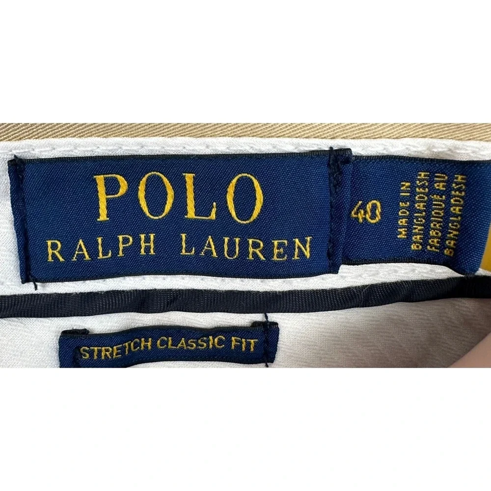 Polo Ralph Lauren Shorts Mens 40 Tan Khaki Stretch Classic Fit Chino Flat Front